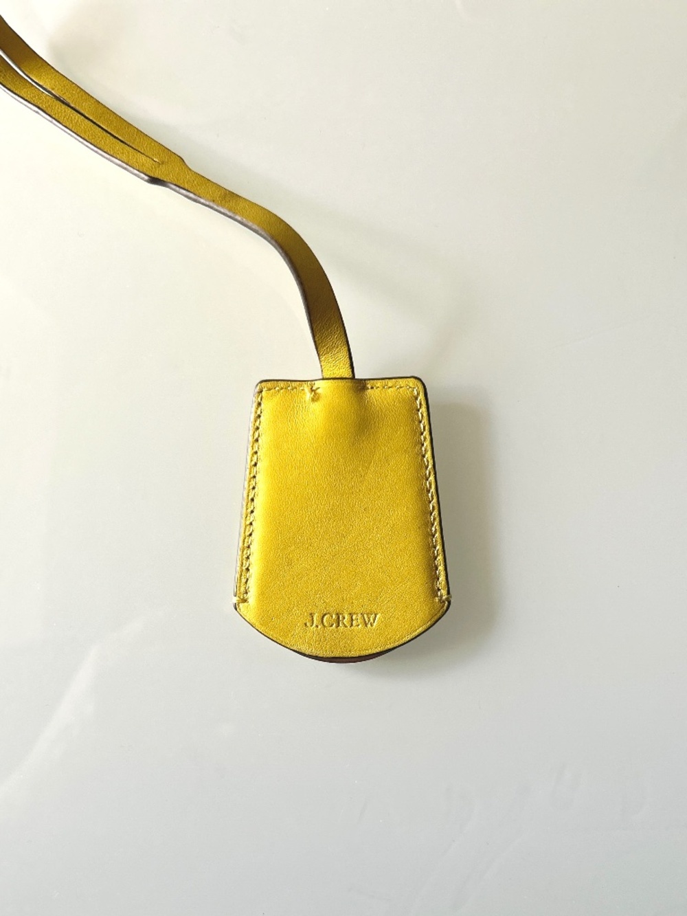 J.Crew Cuir Leather Bag Tag with mirror- Bright Yellow